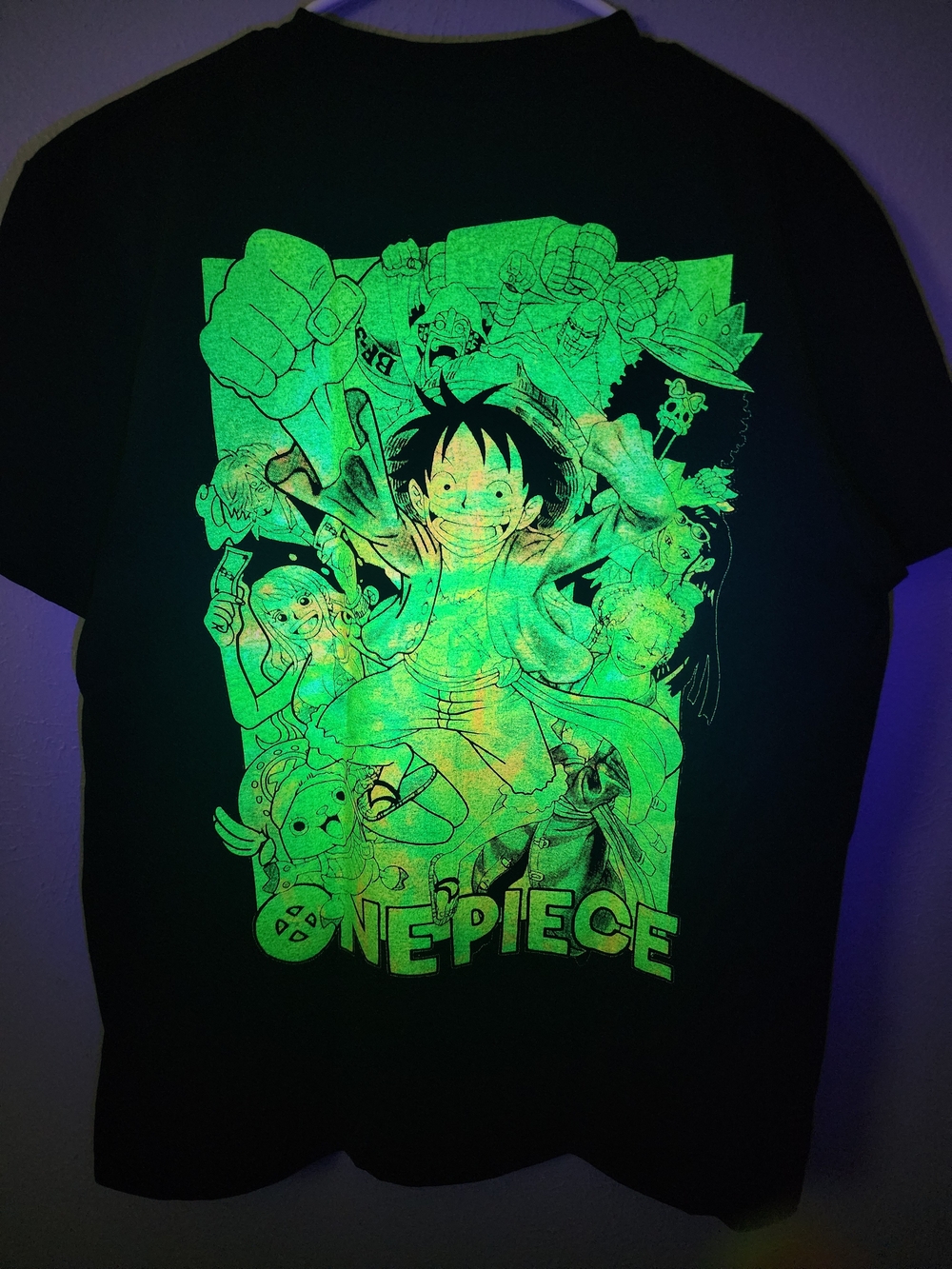 Colorful LUFFY Anime Graphic Tee - Black with Neon Print - Picture 3 of 6